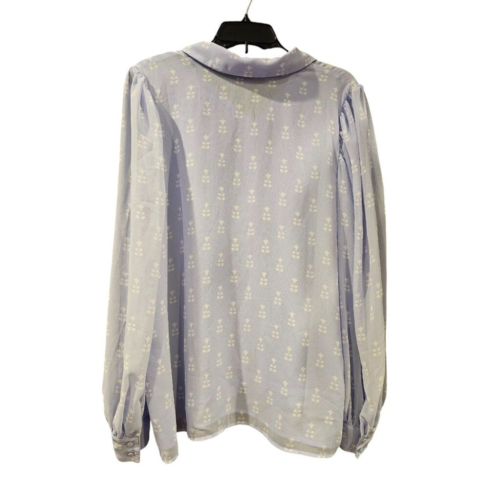 Ann Taylor Long Sleeve Button Down Light Purple Blouse - Picture 6 of 8